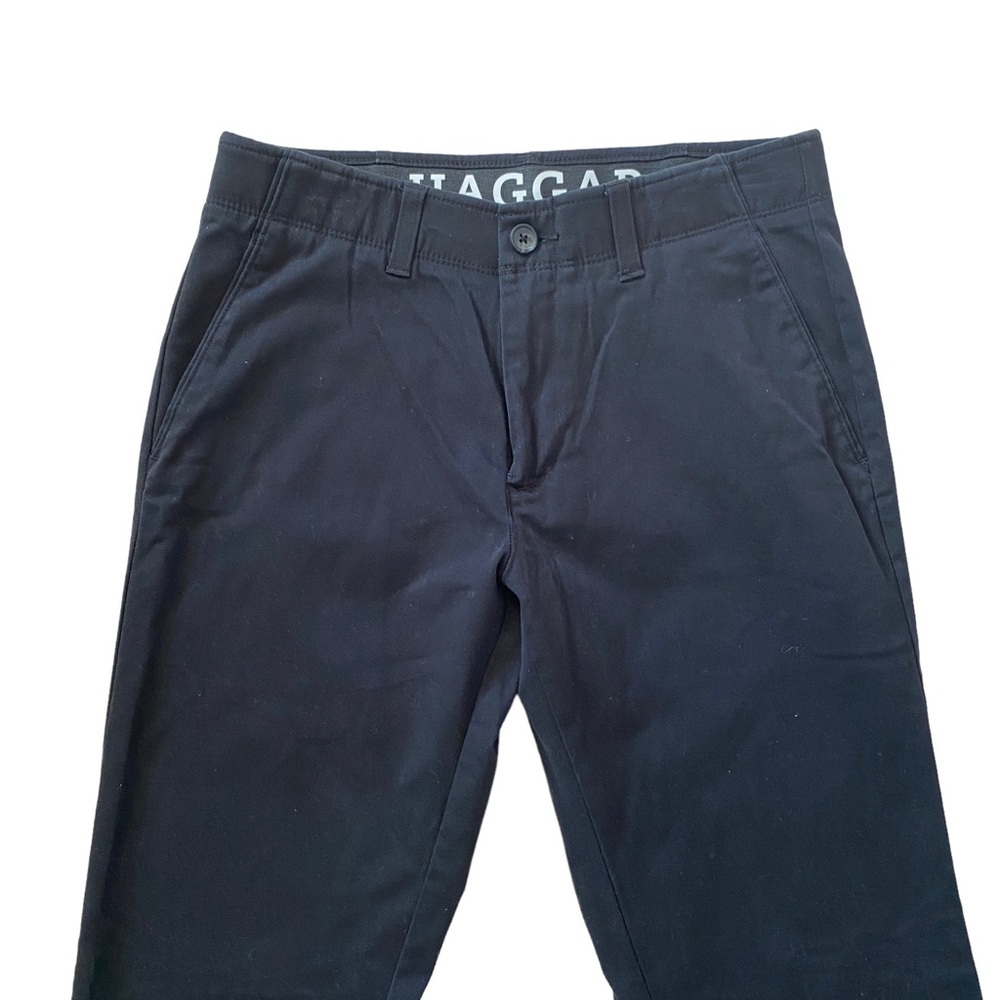 Haggar men’s 30x32 slim fit flat front straight leg black pants button zip - Picture 4 of 11